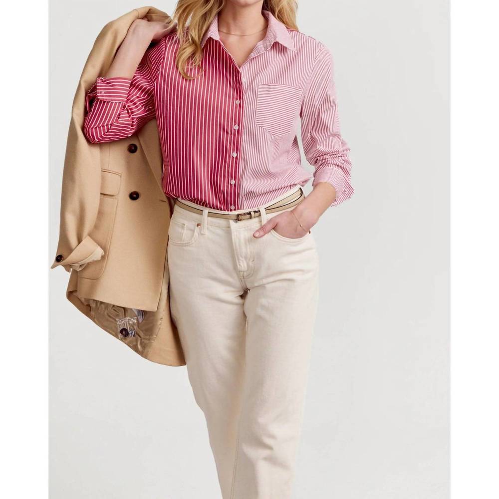 NEW THE SHIRT boyfriend shirt in red multistripe